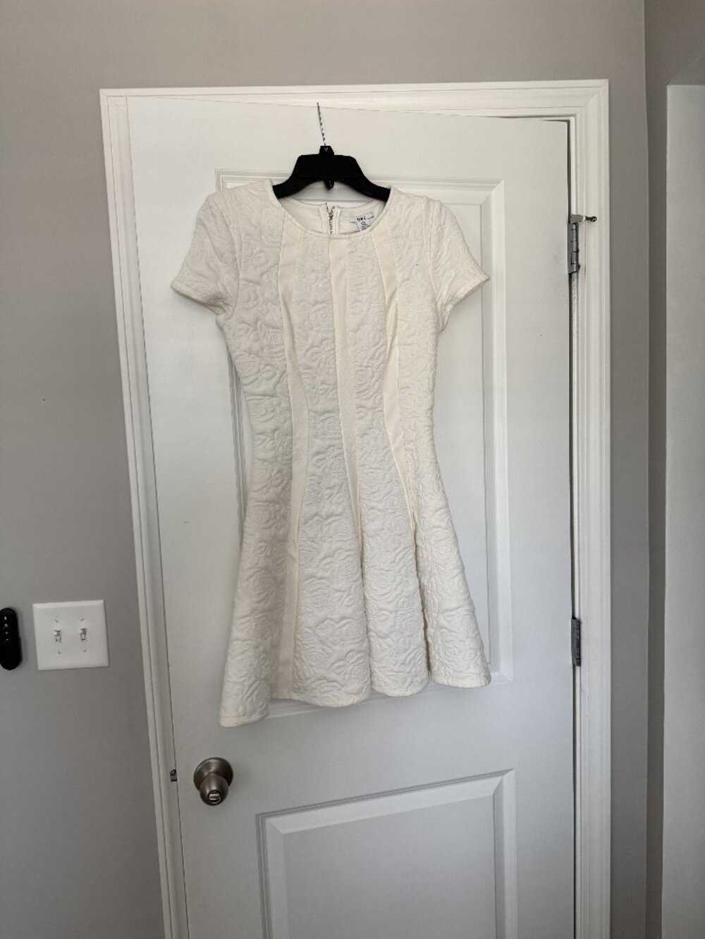 Bar III White Faux Leather/Cotton Mini Dress - Size Small